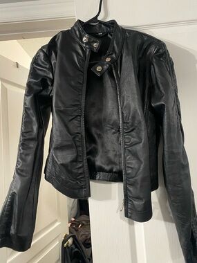 Black Women's Faux Leather Moto Jacket